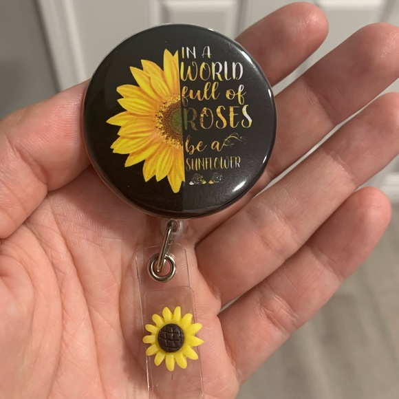In A World Of Roses Be A Sunflower Retractable Badge Holder Reel - Picture 2 of 3